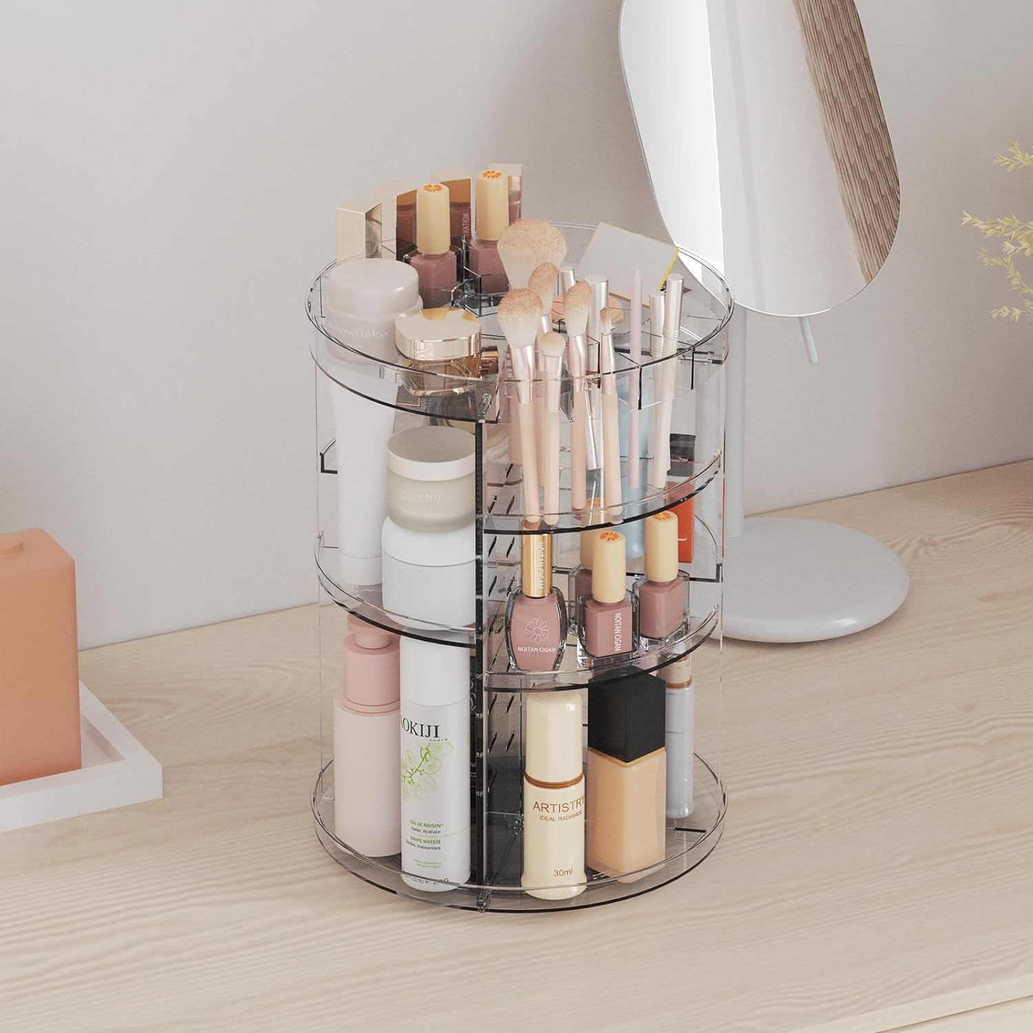 Rotating Makeup Organizer, Adjustable Layers Spinning Organizer, Cosmetic Display Case, Multi-Function Storage Carousel, Makeup Organizer, Makeup Holder, Makeup Stand Rotating Makeup Organizer, Adjustable Layers Spinning Organizer, Cosmetic Display Case, Multi-Function Storage Carousel, Makeup Organizer, Makeup Holder, Makeup Stand